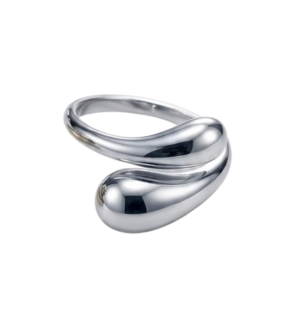 Adjustable open drop ring in 18k gold-plated stainless steel