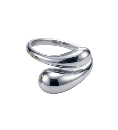 Adjustable open drop ring in 18k gold-plated stainless steel