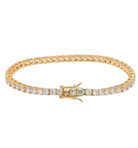 18k gold-plated tennis bracelet set with round cubic zirconia crystals