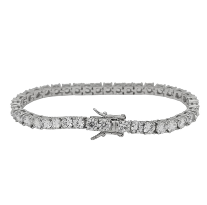 Silver tennis bracelet set with round cubic zirconia crystals
